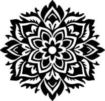 mandala - negro y blanco aislado icono - vector ilustración