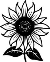 girasol - negro y blanco aislado icono - vector ilustración