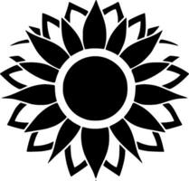 girasol - negro y blanco aislado icono - vector ilustración