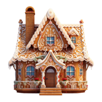 Gingerbread house with colorful decorations Ai Generative png