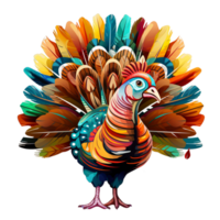 Colorful cartoon turkey suitable for childrens books Ai Generative png