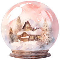 aquarelle Noël verre cloche. Noël boule à neige clipart, confortable hiver clipart. ai généré. png