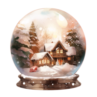 aguarela Natal vidro cloche. Natal Globo de neve clipart, acolhedor inverno clipart. ai gerado. png