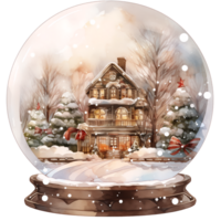 vattenfärg jul glas cloche. jul snökula ClipArt, mysigt vinter- ClipArt. ai genererad. png