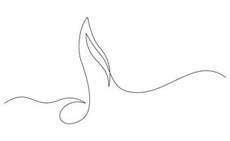 One line Continuous drawing of musical note. Editable stroke. Linear elegant vector illustration of musical symbol