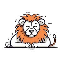 Lion cartoon vector illustration. Cute wild animal mascot character.