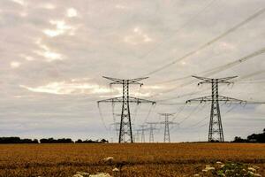 electricity pylons in the countryside photo