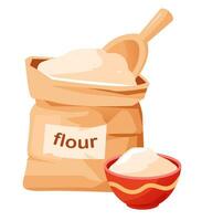 A flour bag isolated on a white background. Cartoon vector illustration