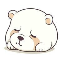 Polar bear sleeping on a white background. Cute cartoon vector illustration.