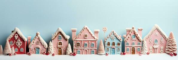 pan de jengibre casa viñetas en pastel Navidad fondo antecedentes con vacío espacio para texto foto