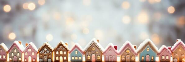 Navidad pan de jengibre casas en pastel sombras antecedentes con vacío espacio para texto foto