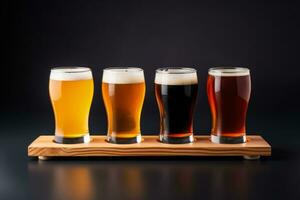 Craft beer flight sampler isolated on a gradient background photo