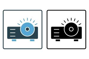 projector icon. icon related to device, computer technology. solid icon style. simple vector design editable