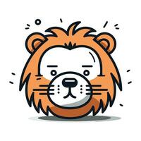 Cute lion icon. Vector illustration in flat design. Isolated on white background.