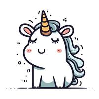 Cute cartoon unicorn. Vector illustration. Isolated on white background.