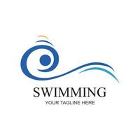 nadando deporte logo ilustracion vector diseño modelo