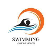 Swimming sport logo ilustration vector design template