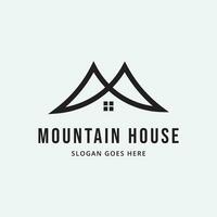 montaña casa logo vector ilustración diseño