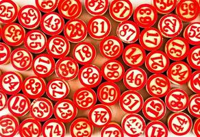 a large number of red and white numbers photo