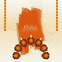 Happy Diwali religious Indian festival decorative background vector