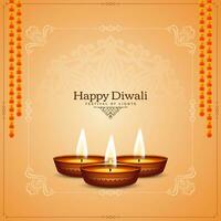 Happy Diwali Indian traditional festival greeting background vector