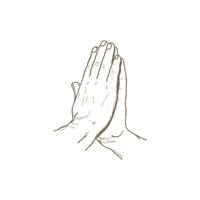 Vintage Retro Religion Praying Hand for Tattoo Design Illustration vector