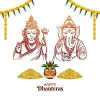 Beautiful celebration happy diwali for ganesh laxmi sketch greeting card background vector