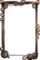 Steampunk border frame PNG transparent background Ai Generative