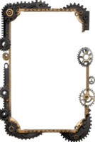 steampunk gräns ram png transparent bakgrund ai generativ