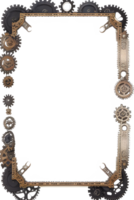 Steampunk border frame PNG transparent background Ai Generative