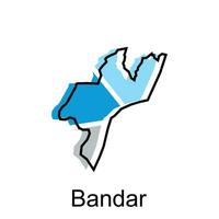 mapa ciudad de bandar, mapa provincia de norte Sumatra ilustración diseño, mundo mapa internacional vector modelo con contorno gráfico bosquejo estilo aislado en blanco antecedentes