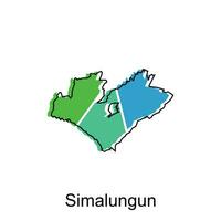 mapa ciudad de simalungun, mapa provincia de norte Sumatra ilustración diseño, mundo mapa internacional vector modelo con contorno gráfico bosquejo estilo aislado en blanco antecedentes