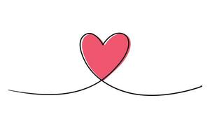 Continuous line drawing art. Heart hand drawn with black line vector