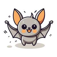 Cute Bat Character Mascot Vector Illustration. Cute Bat Character