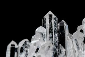 Macro Mineral Stone Rhinestone in Crystals on a Black Background photo