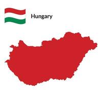 Map of Hungary with Hungarian national flag vector