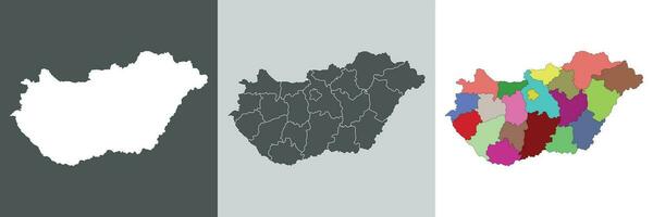 Hungary map. Map of Hungary in set vector