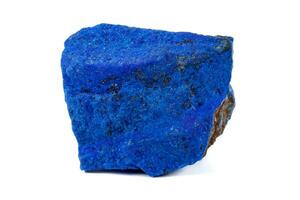 Macro Azurite mineral stone with Pyrite inserts on a white background photo