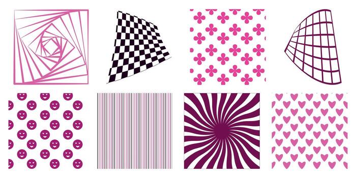 a set of backgrounds and patterns in the style of 90s and Y2k. in shades of pink. vector