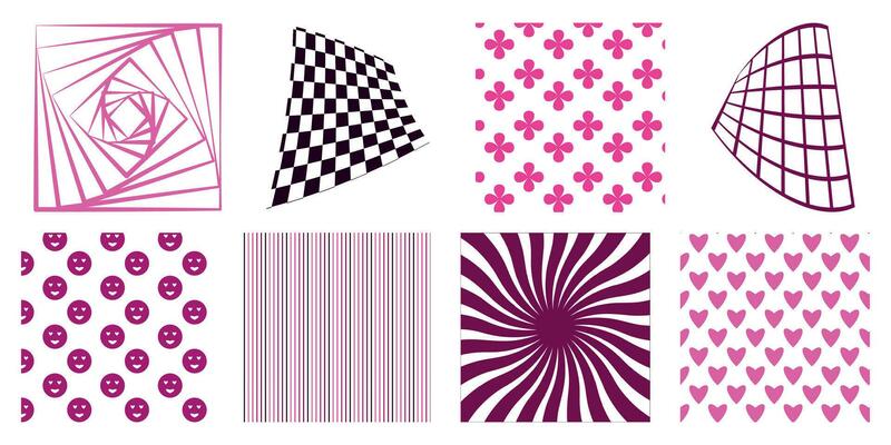 a set of backgrounds and patterns in the style of 90s and Y2k. in shades of pink.