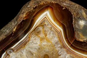 macro stone mineral agate on black background photo