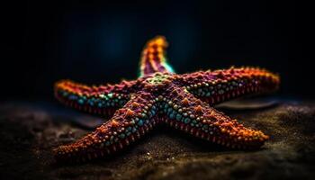 vistoso estrella de mar en el submarino arrecife, un belleza en naturaleza generado por ai foto