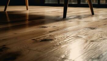 Wooden flooring adds elegance to the modern apartment empty living room generated by AI photo