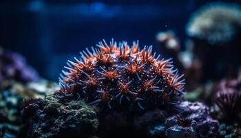 submarino animal arrecife, naturaleza pescado agua escafandra autónoma buceo mar vida generado por ai foto