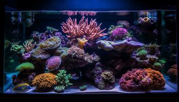 Underwater reef fish in nature, multi colored tropical climate sea life generated by AI photo