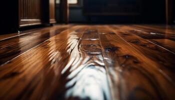 Wooden plank flooring in a modern home interior design generated by AI photo