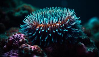 Underwater reef, nature fish in blue water, sea life adventure generated by AI photo