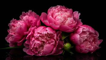 Freshness of pink peony petals in a vibrant summer bouquet generated by AI photo