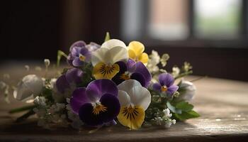 Freshness and beauty in nature a bouquet of multi colored flowers generated by AI photo