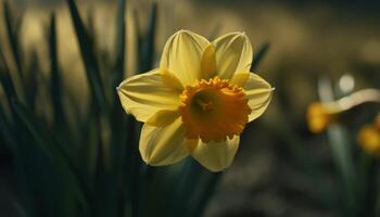 A vibrant yellow daisy blossoms in the meadow, surrounded by green generated by AI photo